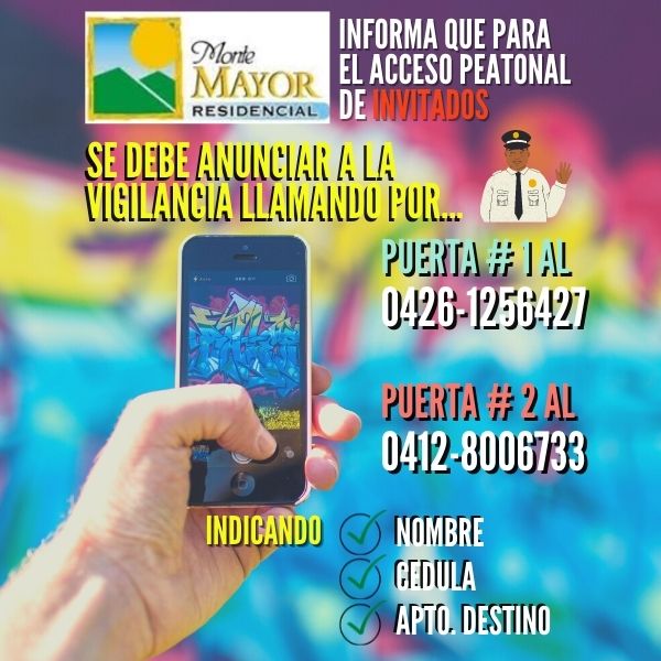 Estimados propietarios. Ya se encuentran a disposicion los numeros de contacto para nuestra seguridad en el urbanismo. ANUNCIA TUS INVITADOS...!